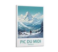 Pic Du Midi Affiche vintage sur toile pour décoration d'intérieur : salon, salon, paysage 20 x 30 cm