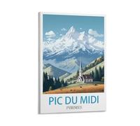 Pic Du Midi Poster vintage sur toile représentant les Pyrénées 40 x 60 cm Décoration murale moderne pour chambre à coucher