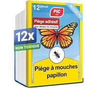 PIC Piège Anti Mouche Fenetre - 12x Attrape Mouche Interieur Fenêtres, Piege Moucherons Interieur avec Design Papillon, Autocollant Anti Mouche pour fenêtre avec Une durée allant jusqu'à 6 Mois