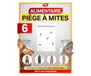 PIC Pièges à Mites Alimentaires - 6 Pièges Anti Mites Alimentaires avec Phéromones - Piege a Mite Alimentaire pour Cuisine, Placard et Garde-Manger - Détection d’Infestation - Protection 8 Semaines
