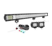 PICAA 100cm 39 Pouces 540W Barre Lumineuse LED 4x4+2x 4 36W Phare de Travail Led+Câblage Kit, Trois Rangées Blanc Lampe pour Voiture Camion Offroad SUV Tracteur ATV 12V 24V