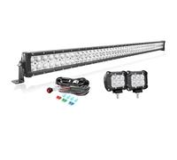 PICAA 130cm 52 Pouces 300W Barre Lumineuse LED 4x4+2x 4 18W Phare de Travail Led+Câblage Kit, Trois Rangées Blanc Lampe pour Voiture Camion Offroad SUV Tracteur ATV 12V 24V