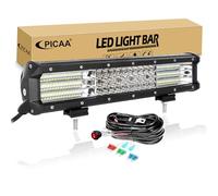 PICAA 15 Pouces 390W Barre LED 4x4 avec 12V Faisceau de Câblage Kit, Quatre Rangée 38cm Barre Lumineuse LED, Rampe LED pour Offroad Voiture Camion SUV Tracteur