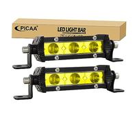PICAA 2 Pièces 10 cm Jaune 4 Pouces 15W Phare de Travail Led, Projecteur Spot Barre Lumineuse Led pour Voiture Camion Offroad 4x4 Tracteur Moto 12V 24V Feux Led
