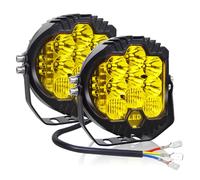PICAA 2 pièces 5 pouces 50W Phare de Travail Led, 3000K Jaune Feux de Travail LED 12v 24v pour Tracteur Voiture Camion ATV SUV 4x4 Moto Bateau