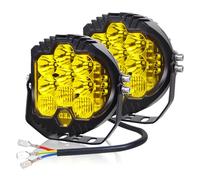 PICAA 2 pièces 7 pouces 75W Phare de Travail Led, 3000K Jaune Feux de Travail LED 12v 24v pour Tracteur Voiture Camion ATV SUV Offroad 4x4 Moto Bateau