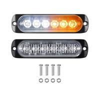 PICAA 2 Pièces Ambre+Blanc 6 LED Feux Stroboscopique Urgent Avertissement Flash Danger Lampe d'avertissement pour Véhicule Camion Remorque 12V-24V