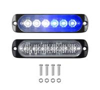 PICAA 2 Pièces Bleu+Blanc 6 LED Feux Stroboscopique Urgent Avertissement Flash Danger Lampe d'avertissement pour Véhicule Camion Remorque 12V-24V