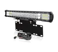 PICAA 23 pouces 324W Barre LED avec Support de Plaque d'immatriculation 12V Câblage Kit, Trois Rangées D'éclairage Led, Rampe Led Voiture pour 4x4 Camion Offroad SUV Tracteur