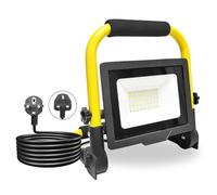 PICAA 30W Projecteur de Chantier LED avec Prise, 3000LM Lampe d'extérieur Pliable Portable Projecteur Led, Rotation à 360° Pour Travaux d'atelier, Garage, Terrasse, Jardin, Etanche IP66 6000K Blanc