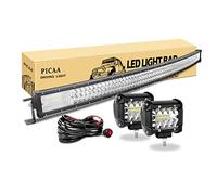 PICAA Barre lumineuse de travail à DEL 7D incurvée à trois rangées de 127 cm 648 W avec 2 ampoules LED de 10,2 cm 60 W pour voiture, camion, conduite tout-terrain, SUV UTE 4WD 12 V