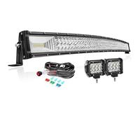 PICAA Incurvé 105 cm 42 Pouces 540W Barre LED + 2x 4in 36W Phare de Travail | avec Faisceau Kit, Imperméable, Rampe LED 4X4, pour Voiture Offroad Camion SUV Tracteur ATV