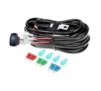 PICAA LED Kit de Faisceau de Câblage pour Barre Lumineuse - 2 Fils 12V étanche Interrupteur Marche Arrêt de Relais de Puissance Lame Fusible pour Feux Hors Route Lampe de Travail à LED (Mode D)