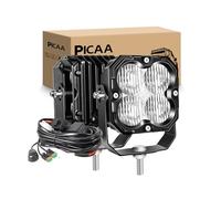 PICAA Phare de Travail Led,2X Projecteurs LED Travail 4 Pouces avec Kit Câblage, 3000 LM Faisceau Inondation, Étanches IP67 pour 4x4 SUV Pick-up Camion Bateau 12V,blanc 6000K
