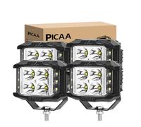 PICAA phare de travail led, 4 Pouces 35W Tireur latéral Blanc LED Barre de Lumière de Travail, Hors Route Conduite Lumière Spot Feux de brouillard pour Jeep Camion ATV SUV Voiture Bateau (4PCS)