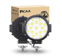 PICAA Phare de Travail LED, noir 7 Pouces 51W 5100LM Spot Étanche IP67 | Rampe de Phare LED ,Feux Projecteur Travail, pour Moto, Voiture, Tracteur, Camion, SUV, Bâteau, Caravane,12V 24V,6000K
