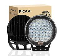 PICAA Phare de Travail LED, noir 9" 225W 22500LM Spot Rampe de Phare LED Imperméable IP67, Feux Additionnels Projecteur Travail LED pour Moto, Voiture, Tracteur, Camion, SUV, Bâteau, Caravane