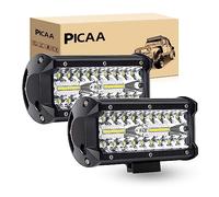 PICAA Phare de Travail Led Triple Rangée 7 pouces 13.5CM 120W Rampe a led barre de led Combo Faisceau de Spot D'inondation 12V hors route Voiture Véhicules 4x4 SUV ATV Camion Tracteur(2 pièces)