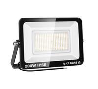 PICAA Projecteur LED Exterieur,1PCS 200W Projecteur Exterieur,IP66 Etanche 20000LM Spot LED Extérieur Puissant, Lumières d'inondation.pour jardin, Garage,Patio,Grange,Cour (3500K Blanc Chaud, 200W)