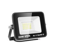 PICAA Projecteur LED Exterieur,1PCS 20W Projecteur Exterieur,IP66 Etanche 2000LM Spot LED Extérieur Puissant, Lumières d'inondation.pour jardin, Garage,Patio,Grange,Cour (6500K Blanc Froid, 20W)