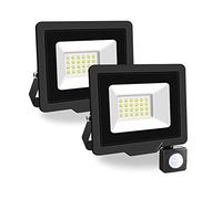 PICAA Projecteur LED Exterieur,2PCS 20W Projecteur Exterieur avec détecteur de mouvement, Spot LED Extérieur Puissant, Lumières d'inondation.pour jardin, Garage,Patio,Grange,Cour (Blanc Froid)