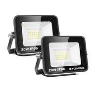 PICAA Projecteur LED Exterieur,2PCS 20W Projecteur Exterieur,IP66 Etanche 2000LM Spot LED Extérieur Puissant, Lumières d'inondation.pour jardin, Garage,Patio,Grange,Cour (6500K Blanc Froid, 20W)