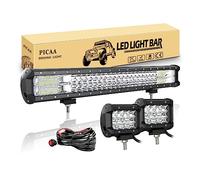 PICAA Rampe LED, 22 pouces 324W 7D Barre LED +2 Lampes de Travail 4" | Triple Rangée,étanche IP67,Barre lumineuse, Faisceau Spot Inondant,pour voiture Tuck Offroad Driving Lamp SUV 4WD,12V,6000K