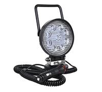 PICAA Rond 4 pouces 27W Phare de Travail LED Aimanté, 12V 24V Projecteur | avec Allume Cigare, Câble Rétractable de 5 mètres, pour Offroad Voiture Camion 4x4 Bateaux Camping