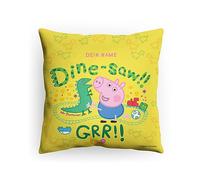 PICANOVA - Oreiller Peppa Pig - Coussin avec nom - Texte imprimé personnalisé - Oreiller décoratif pour Enfants - Coussin Doux et Confortable avec Rembourrage - George Dinosaur - 40x40cm