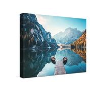 PICANOVA - Photo sur Toile Dolomites Montagnes Lac Pragser Wildsee Braies 40x30cm - Impression sur Toile Haut de Gamme - Image sur Toile pour Décoration Murale Moderne - La Collection Montagnes