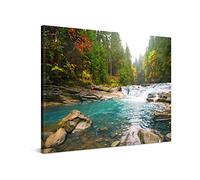 PICANOVA - Photo sur Toile Forêt Rivière Chûte d'Eau 100x75cm - Impression sur Toile Haut de Gamme - Image sur Toile pour Décoration Murale Moderne - La Collection Forêt