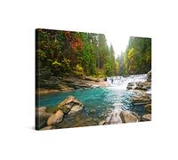 PICANOVA - Photo sur Toile Forêt Rivière Chûte d'Eau 120x80cm - Impression sur Toile Haut de Gamme - Image sur Toile pour Décoration Murale Moderne - La Collection Forêt