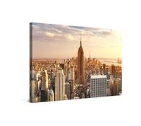 PICANOVA - Photo sur Toile Manhattan Empire State Building 60x40cm - Impression sur Toile Haut de Gamme - Image sur Toile pour Décoration Murale Moderne - New York