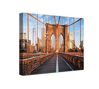 PICANOVA - Photo sur Toile New York Brooklyn Bridge 40x30cm - Impression sur Toile Haut de Gamme - Image sur Toile pour Décoration Murale Moderne - New York