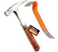 PICARD marteau de charpentier, surface rugueux, no. 790 + Pied-de-biche BlackGiant® + Sticker | Marteau charpentier professionnel 800 g | Manche cuir | Tout acier | Hammer | Avec arrache clou