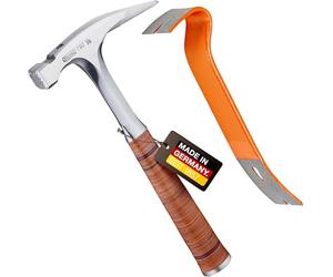 PICARD marteau de charpentier, surface striée, no. 790 ½ + Pied-de-biche BlackGiant® + Sticker | Marteau charpentier professionnel 800 g | Tout acier | Magnet porte-clou | Hammer | Avec arrache clou