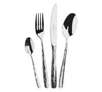 Picard & Wielpütz Couverts de table Frame 24 pièces | Ménagère en acier inoxydable avec couteau massif pour 6 personnes, acier chrome-nickel 18/10, motif géométrique