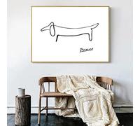 Picasso Creative Ligne Abstraite Imprimer Teckel Chien Toile tableau Affiche Minimaliste Toile tableau Art Peinture Nordique Tableaux Murale Art Pour Salon Decoration Sans Cadre 40×50cm