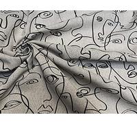Picasso Faces Tissu en coton imprimé numériquement pour ameublement, décoration d'intérieur, rideau, tapisserie, couture, toile extra large de 280 cm (au mètre)