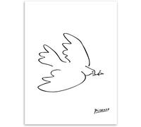Picasso Paix Colombe Ligne Dessin Affiche Abstrait Animal Toile Tableau Peinture Noir Blanc Murale Art Tableaux pour Salon Decoration à La Maison sans Cadre HUE-2A3