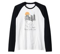 Picasso Peace Dove New York Skyline Dessin d'art Paysage Urbain Manche Raglan
