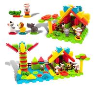 Picasso Toys PTB100 100pcs Hedgehog Block 3D Building Blocks Tiles Safari Theme Set Learning Playset STEM Toy Set Educational Kit Child Brain Development Preschool Kindergarten Toy for Age 3 & Up