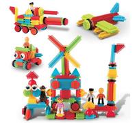 Picasso Toys PTB116 - Blocs de Construction hérisson - Carreaux emboîtables avec Livre d'idées, 4 Personnages d'action, 4 Yeux décoratifs - Kit d'apprentissage STEM pour garçons et Filles de 3 Ans et
