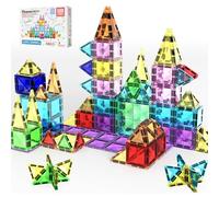 PicassoTiles 100 Pcs Bloc de Construction Magnétique Mini Série Diamant Taille Voyage on-The-Go Aimant Construction Jouet Ensemble STEM Learning Kit Jeu Éducatif Développement