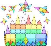 PicassoTiles 60pc Ensemble de 60 pièces de blocs magnétiques Ensemble de tuiles magnétiques Jouet de construction Ensemble d'apprentissage en ingénierie Mint Ensemble de jeu éducatif Développement