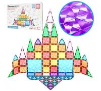 PicassoTiles 80 Piece Magnetic Building Block Mini Diamond Series Travel Size On-The-Go Magnet Construction Toy Set STEM Learning Kit Educational Playset Child Brain Development Stacking Blocks PTM80