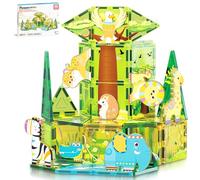 PicassoTiles Bloc de Construction magnétique sur Le thème du Safari avec 8 Figurines d'action d'animaux magnétiques compatibles - Blocs de Construction pour Tout-Petits - Jouets créatifs Steam