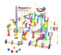 PicassoTiles - Circuit de billes 120 pièces - Blocs de construction magnétiques - Jeu éducatif STEM - Développement cérébral pour enfants - Jouets pour garçons et filles à partir de 3 ans