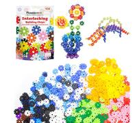 PicassoTiles Jetons de construction, blocs de construction à disques emboîtables en 12 couleurs, pour apprendre STEM, jouets d'éducation précoce, kit de jeu technique, développement du cerveau de