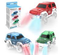 PicassoTiles Lot de 3 Voitures de Course avec LED Lumineuses